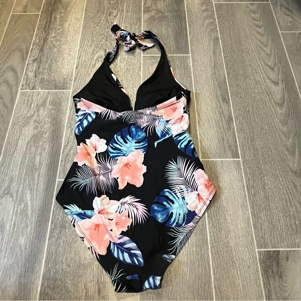 DKNY Tropical Print One Piece Swimsuit - Picture 6 of 7